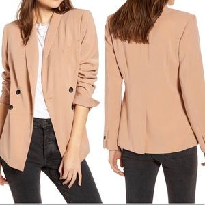 Something Navy Drapey Double Breasted Blazer